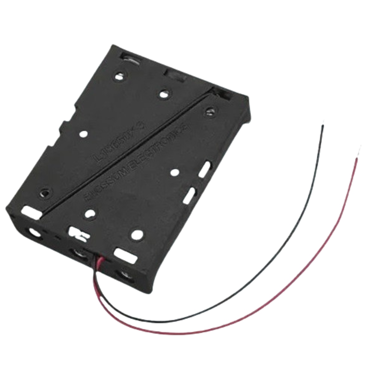 18650 x 3 Battery Holder Case without Cover with Wire Leads (Triple Cell Plastic Battery Holder) image 3