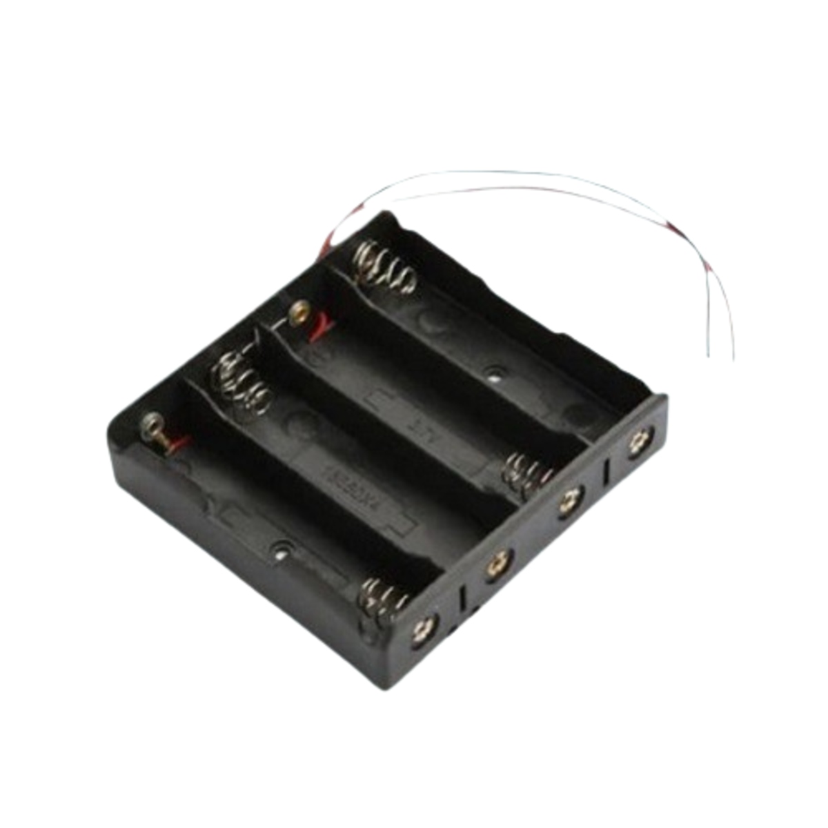 18650 x 4 Battery Holder Case without Cover with Wire Leads (Quad Cell Plastic Battery Holder) image 1