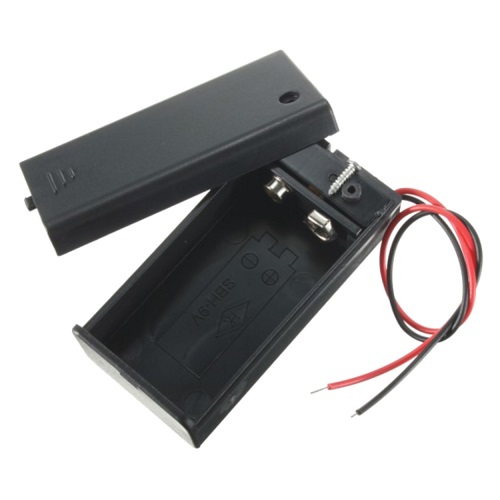 9V Battery Holder with ON Off Switch Black Cover Lead Wire image 1