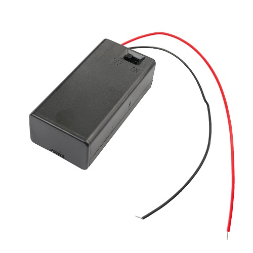 9V Battery Holder with ON Off Switch Black Cover Lead Wire image 2