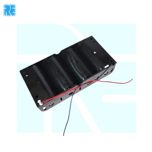 D Type Battery Holder For 4 Battery In Line with 130mm Leads image 2