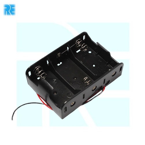 D Type Battery Holder For 3 Battery In Line with 130mm Leads image 1