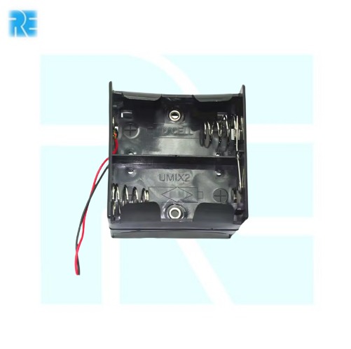 D Type Battery Holder For 4 Battery Dual Back To Back with 130mm Leads image 2