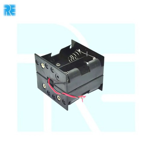 D Type Battery Holder For 4 Battery Dual Back To Back with 130mm Leads image 1