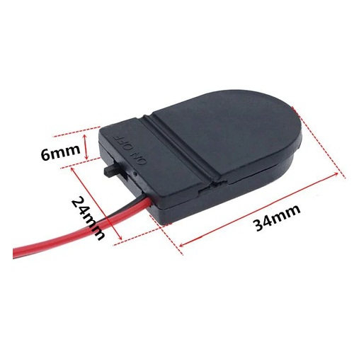 CR2032 3V Button Coin Cell Battery Holder with ON/OFF Switch (Top Switch) – Black image 2