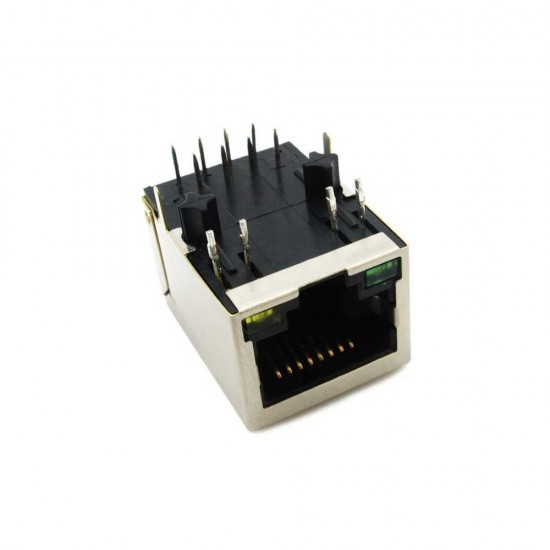 RJ45 Ethernet Connector with Integrated Magnetics and LED for 10/100 Base image 1