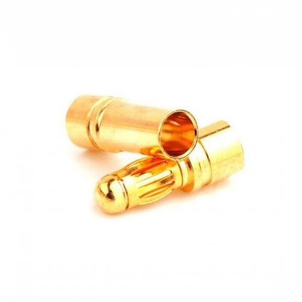 3.5mm Gold Plated Bullet Connector Male Female Pair (High Current Solder Connector) image 1