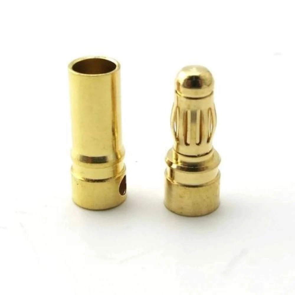 3.5mm Gold Plated Bullet Connector Male Female Pair (High Current Solder Connector) image 3
