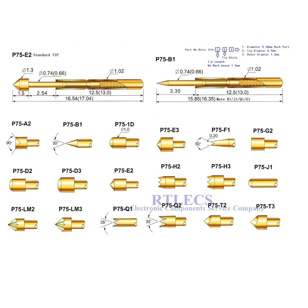 P75-D2 Spring Test Probe Pogo Pin 1.02mm Diameter 100g Force (Pogo Test Pin) image 3