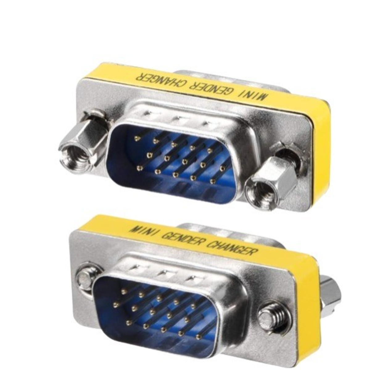 HD15 15 Pin 3 Row Male to Male Gender Changer Adapter (VGA D-Sub Connector) image 1