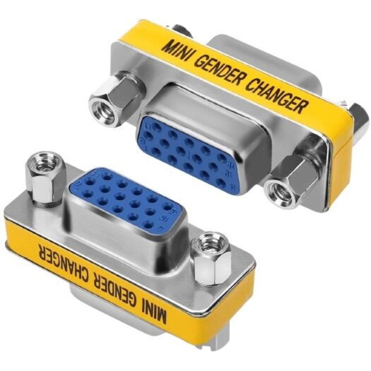 15 Pin 3 Row Female to Female Mini Gender Changer Adapter (DB15 VGA Coupler) image 1