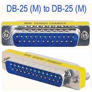 25 Pin Male to Male Mini Gender Changer DB25 Adapter image 1