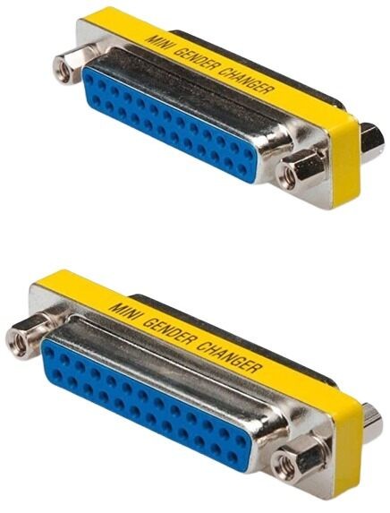 25 Pin Female to Female Mini Gender Changer Adapter image 1