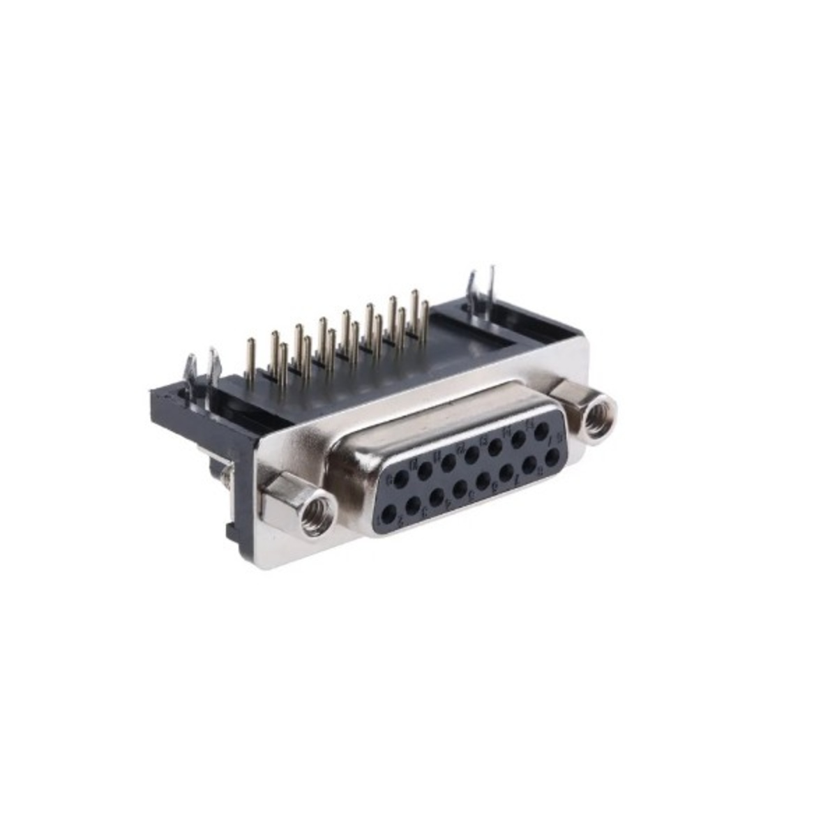 DB15 Pin 2 Row D-Sub Right Angle Female Connector for PCB Mount Applications (DB15 Right Angle Female Connector) image 1