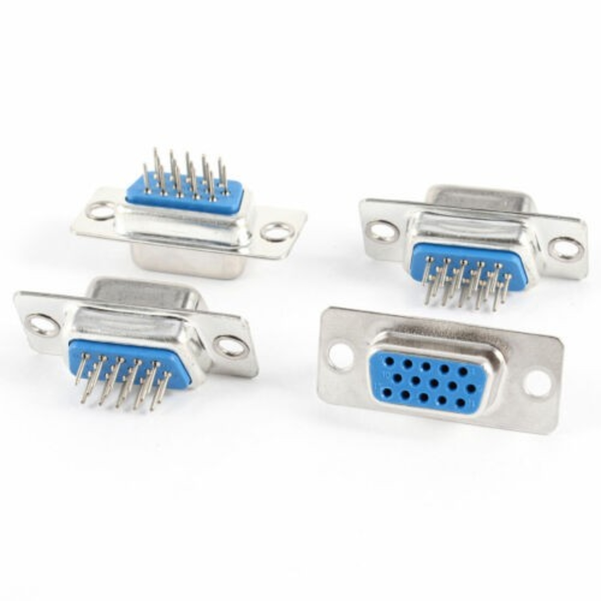 DB15 Pin VGA 3 Row PCB Mount Straight Female Connector (VGA D-Sub PCB Connector) image 1