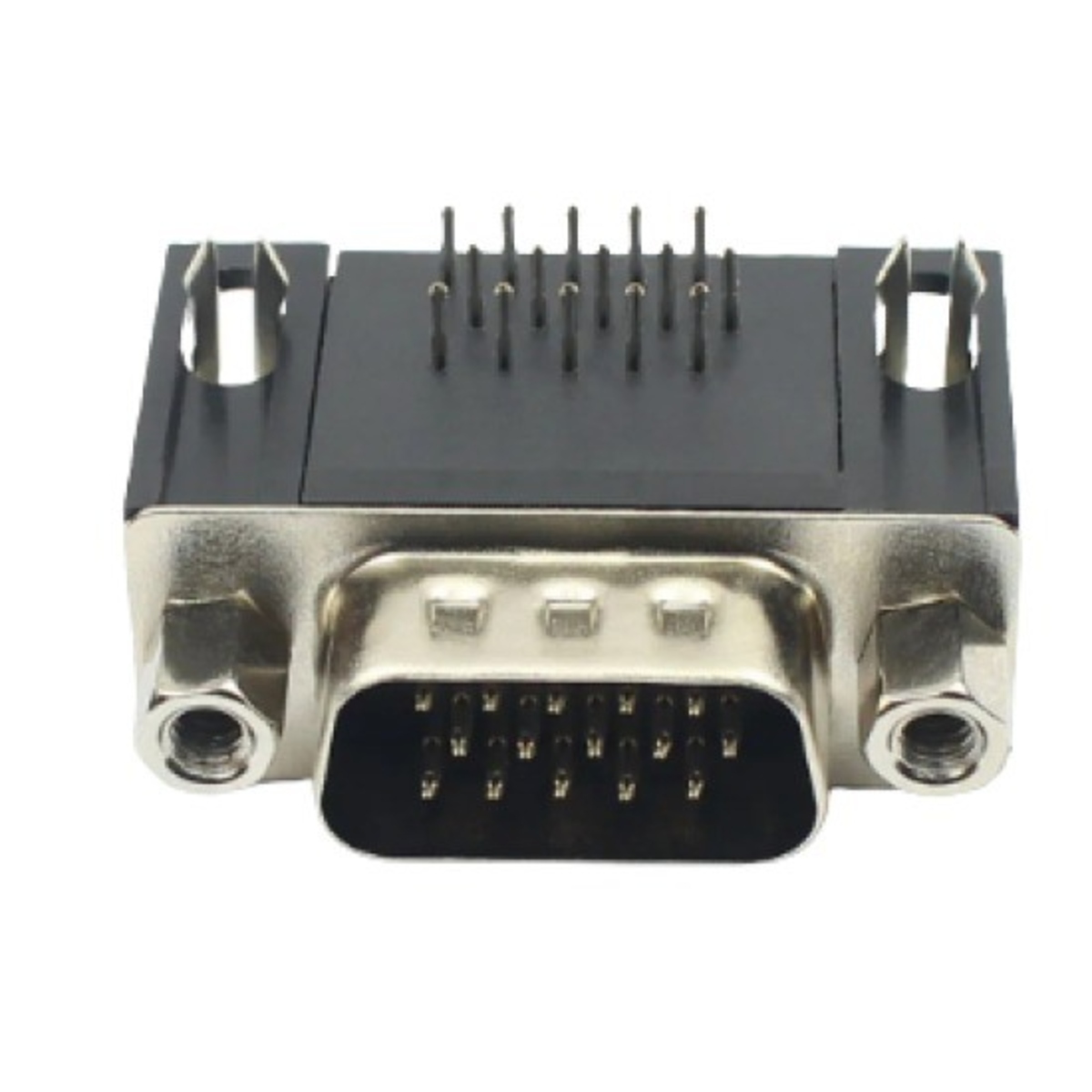 DB15 Pin VGA 3 Row D-Sub Right Angle Male Connector (HD15 VGA Right Angle PCB Connector) image 1