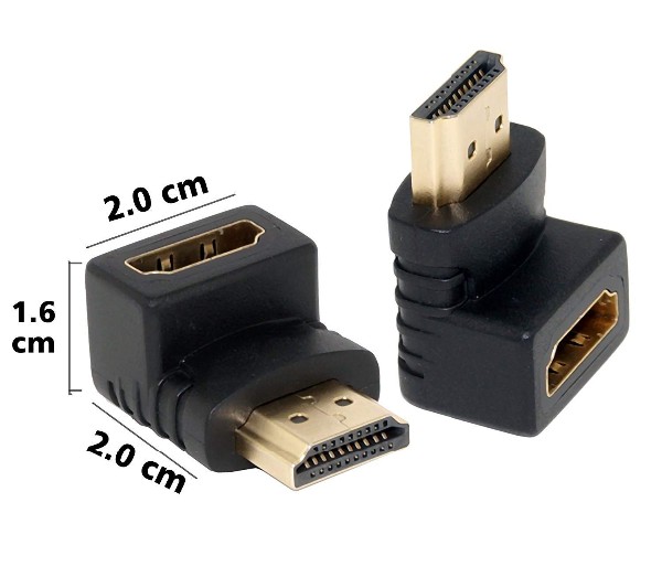 HDMI Male to HDMI Female 90 Degree Right Angle Adapter image 1