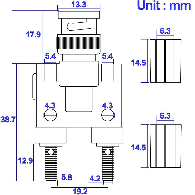 BNC Male to Dual Binding Post Banana Plug Adapter (BNC to Banana Connector) image 2