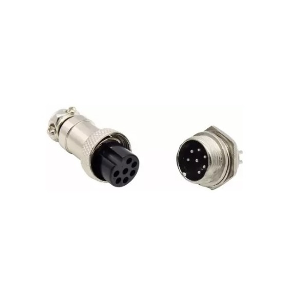7 PIN 16mm Aviation Male / Female Mini Round Shell Panel Type Connector image 1