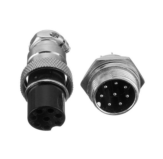 8 PIN 16mm Aviation Male / Female Mini Round Shell Panel Type Connector image 1