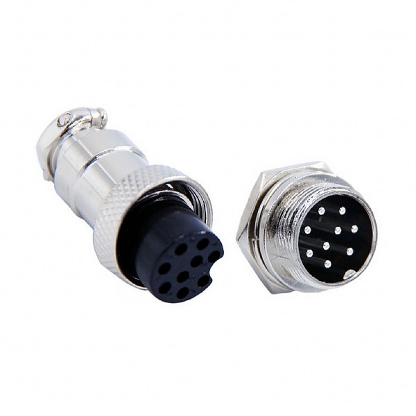 9 PIN 16mm Aviation Male / Female Mini Round Shell Panel Type Connector image 1