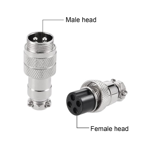4 PIN 16mm Aviation Male / Female MiniI Round Shell Cable Type Connector image 1