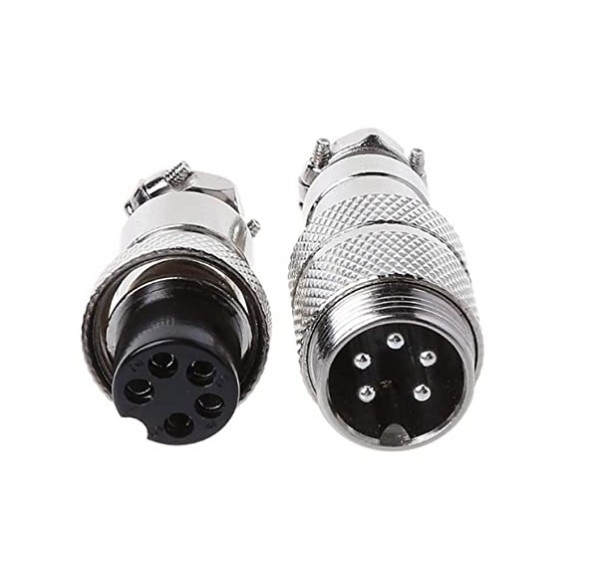 5 PIN 16mm Aviation Male / Female MiniI Round Shell Cable Type Connector image 1