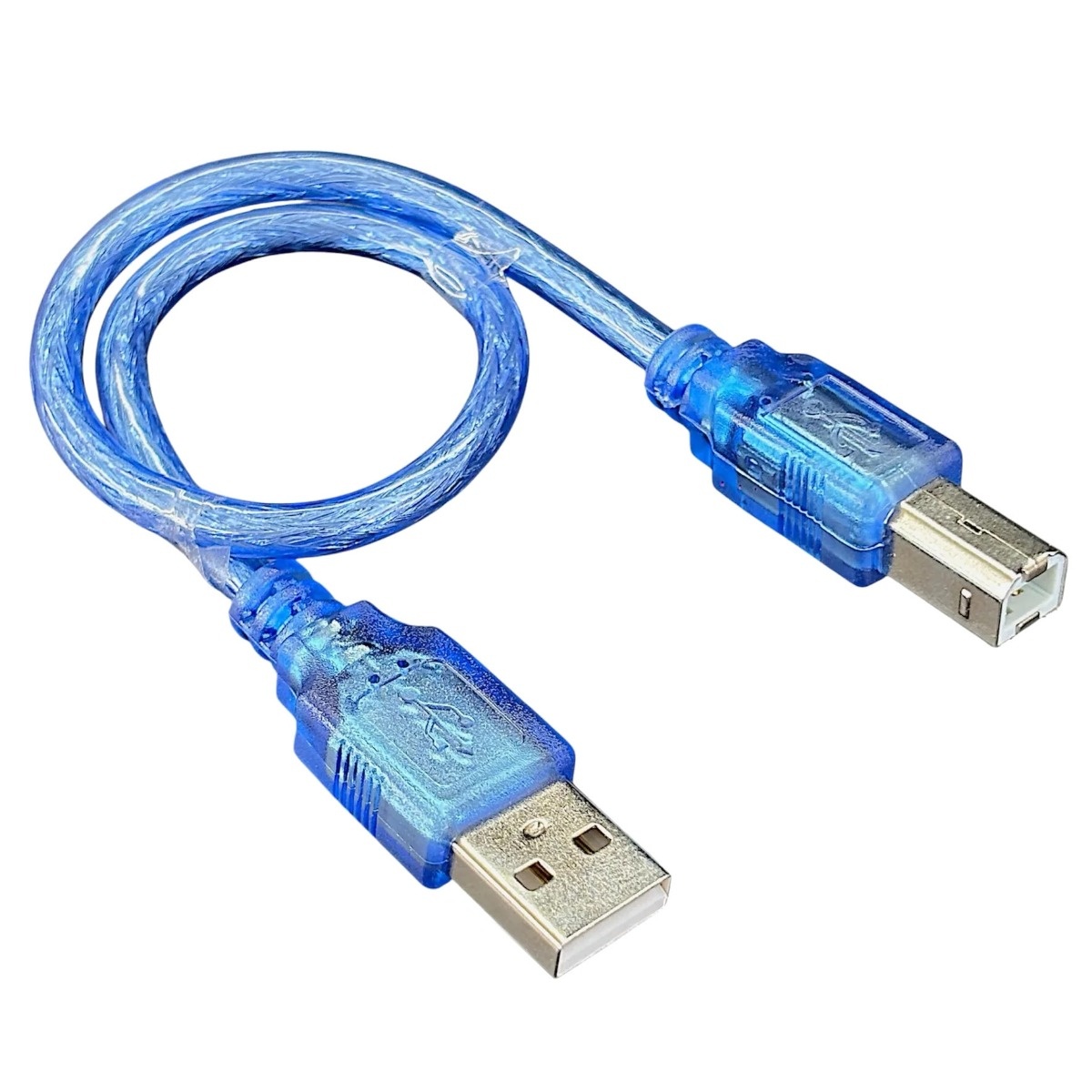 USB 2.0 Type A to Type B Cable 30cm Translucent Blue (Arduino UNO and Mega Cable) image 2