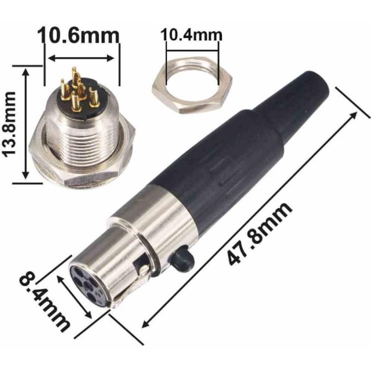 5 Pin Mini XLR Male & Female Panel Mount Socket Connector image 1