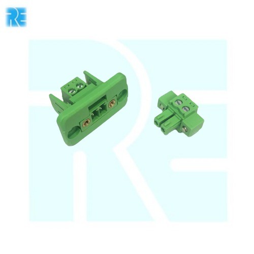 2 Pin 3.81MM Through Wall Mount Cable Pluggable Terminal Male Female Pair image 1