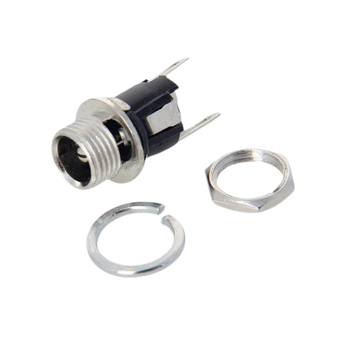 DC-025M 8mm Screw DC Power Copper Socket with Nuts for 5.5mm x 2.1mm / 5.5mm x 2.5mm DC Plug (Panel Mount DC Socket) image 1