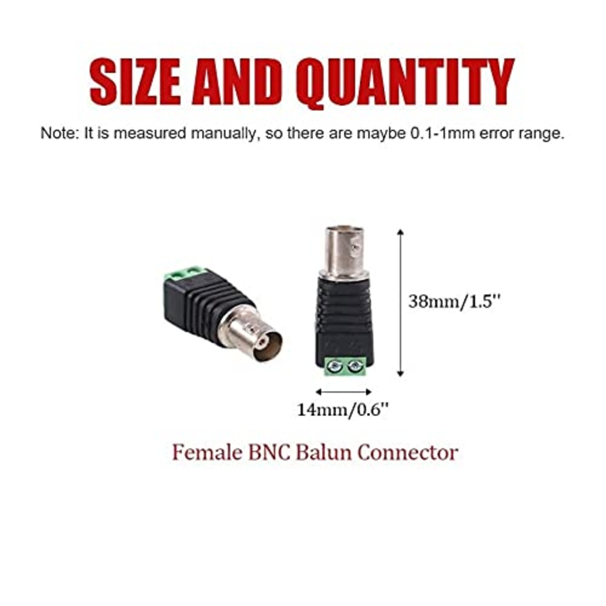 BNC Female Jack to AV 2 Pin Screw Terminal Connector image 2