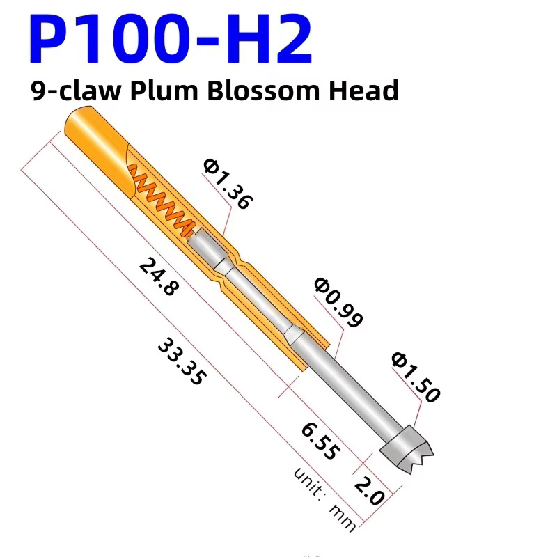 P100-H2 Nine Claw Plum Head Spring Test Probe Pogo Pin (P100-H2 Pogo Pin) image 2