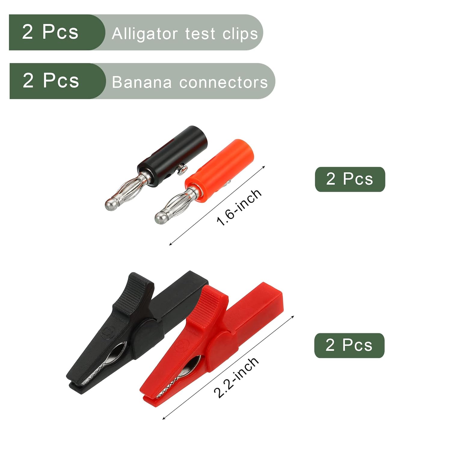 55mm Alligator Clip Red & Black with 4mm Banana Plug (2 Pieces) image 2