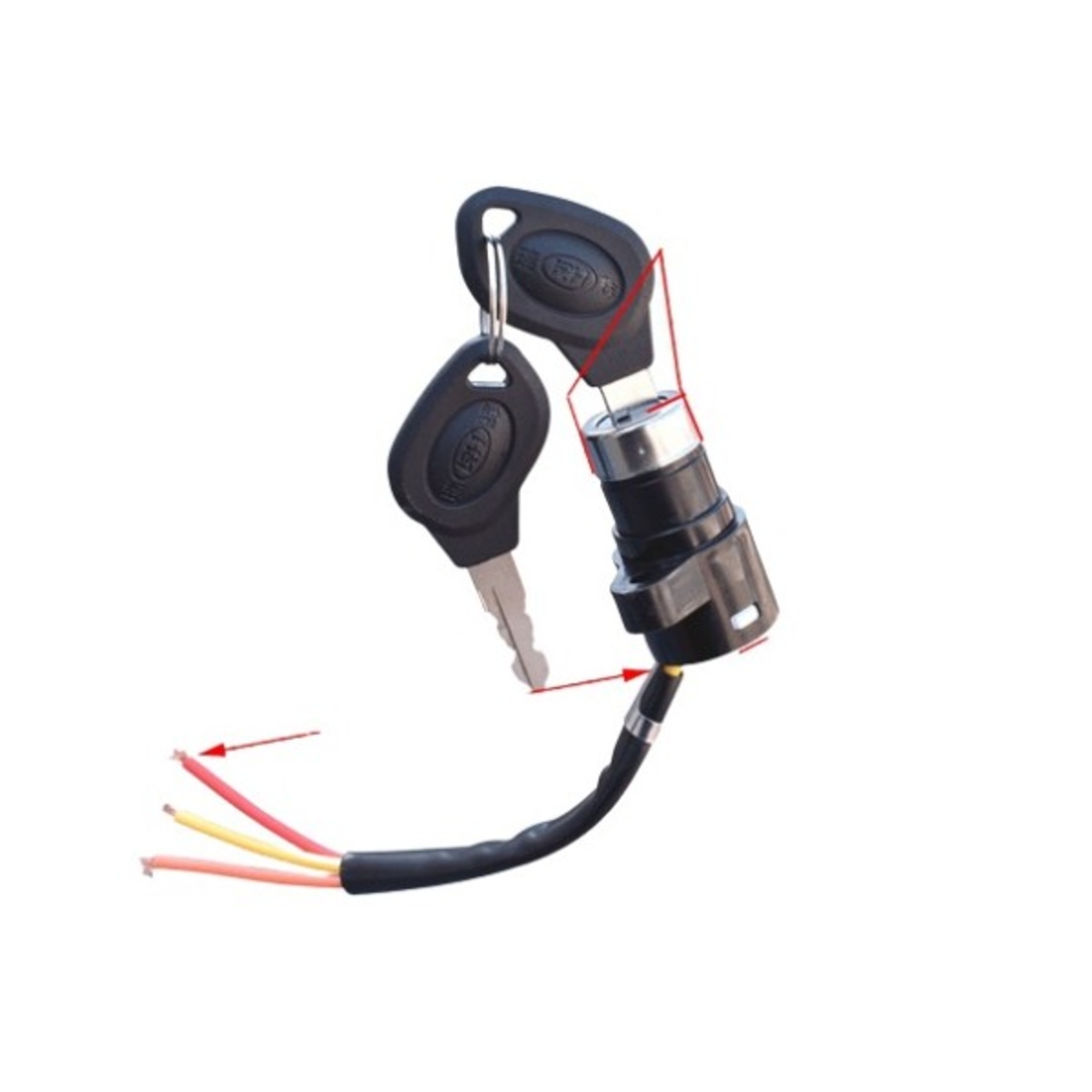 20mm 3 Wire 3 Position Key Switch with Black Plastic Body for Electric Scooter image 1