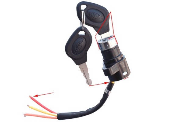 20mm-3 Wire 3 Position Key Switch with Black Plastic Body For Electric Scooter image 1
