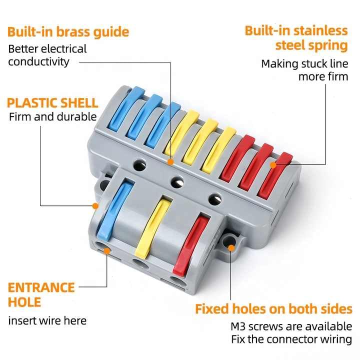 Quick Wire Connector KV-439 Push-in Terminal Block 3 In 9 Out (Compact Wire Splicing Connector) image 8