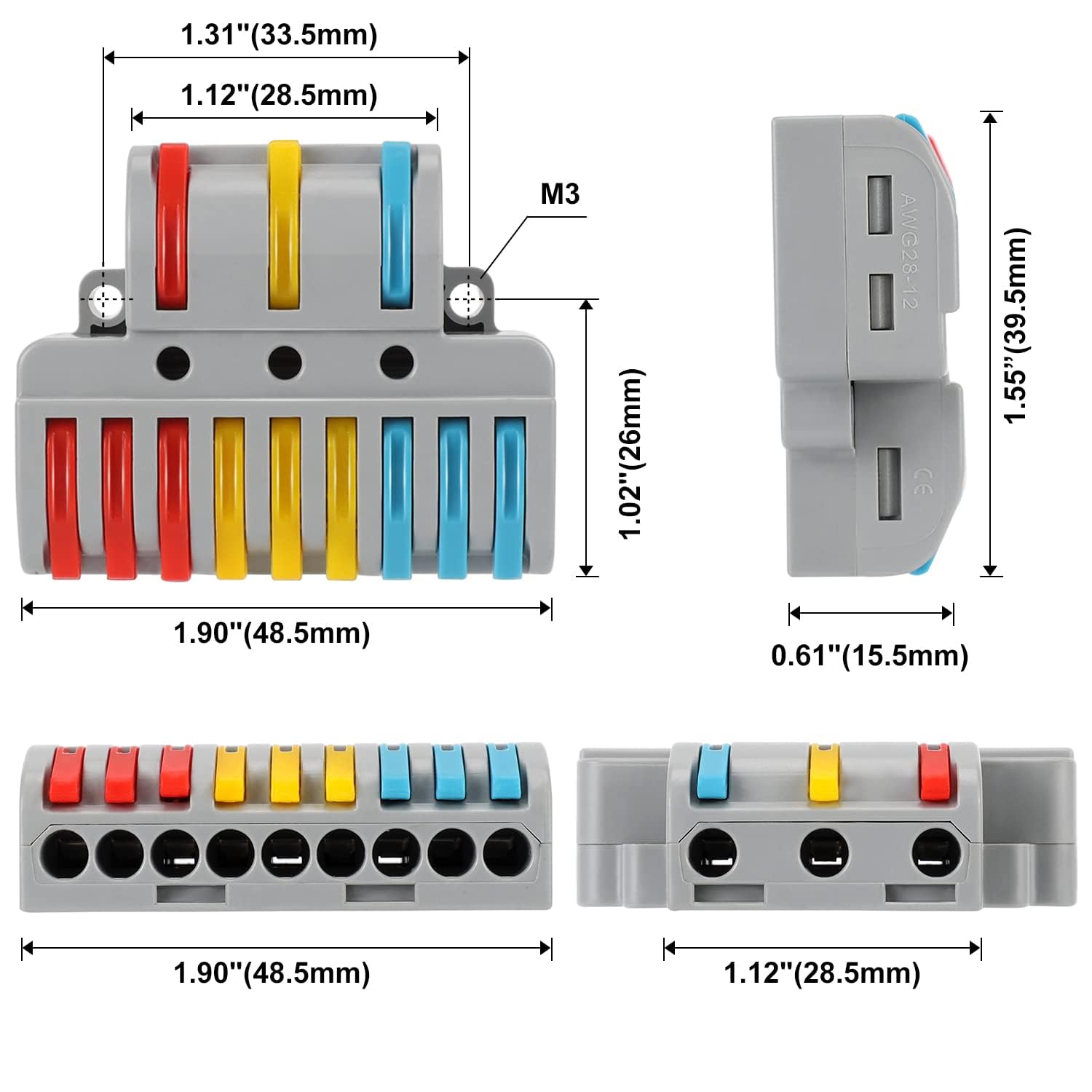 Quick Wire Connector KV-439 Push-in Terminal Block 3 In 9 Out (Compact Wire Splicing Connector) image 2