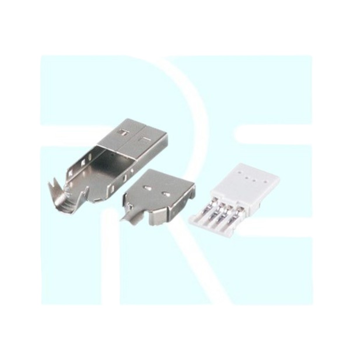 USB Type-A Male Solderable Connector Metal Shell 4 Pin Through Hole USB Plug (USB Type-A Male Connector) image 1