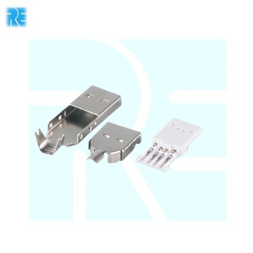USB Type A Male Metal Shell Solderable Connector  image 1