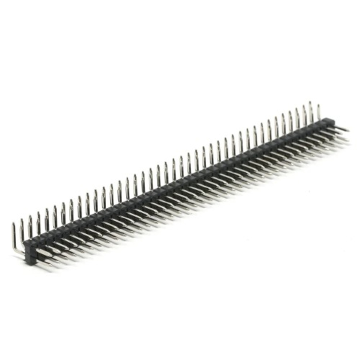40 x 2 Pin Male Berg Strip Right Angle Double Row Header (2mm Pitch, Silver Plated) image 1