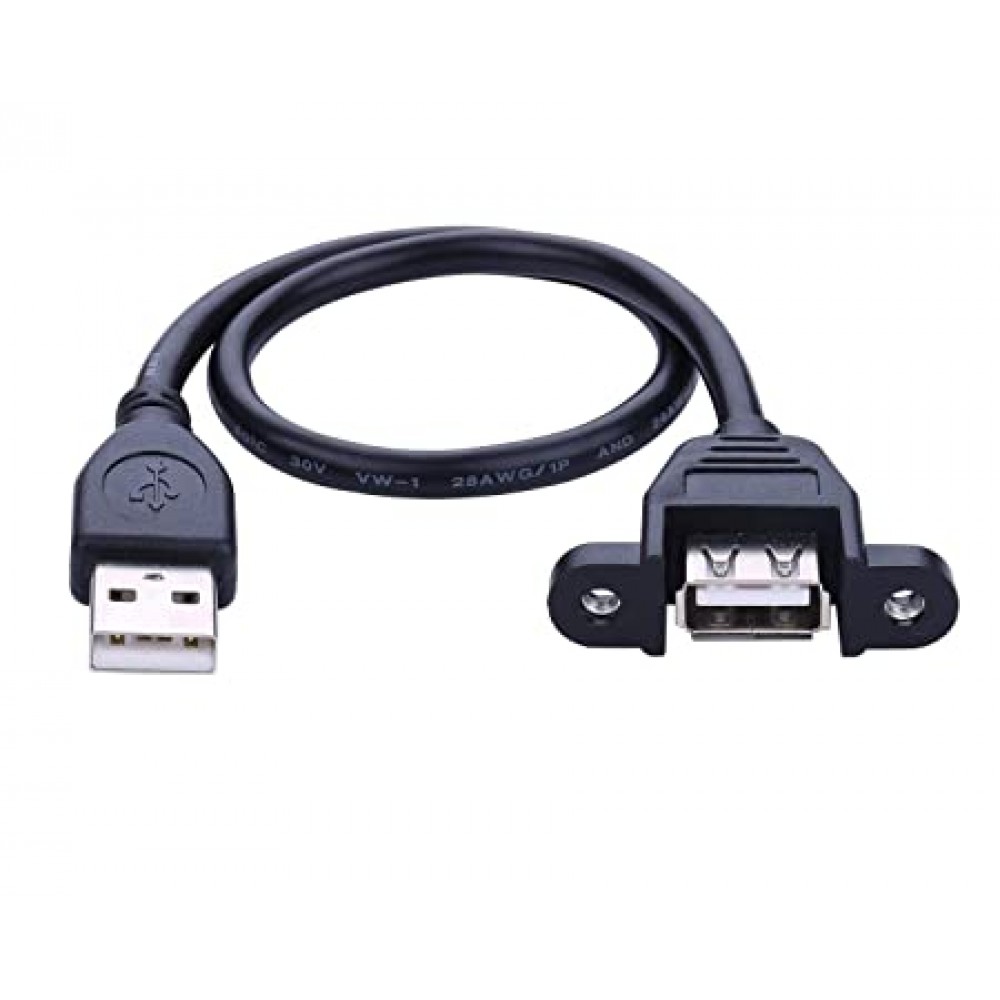 USB Type-A Male to Type-A Female Panel Mount Extension Cable 30cm (USB Panel Mount Extension Cable) image 1