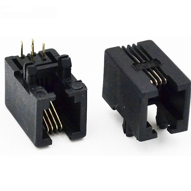 RJ9 RJ10 RJ22 4P4C Right Angle 18mm Depth Female Connector (Modular PCB Socket Connector) image 1