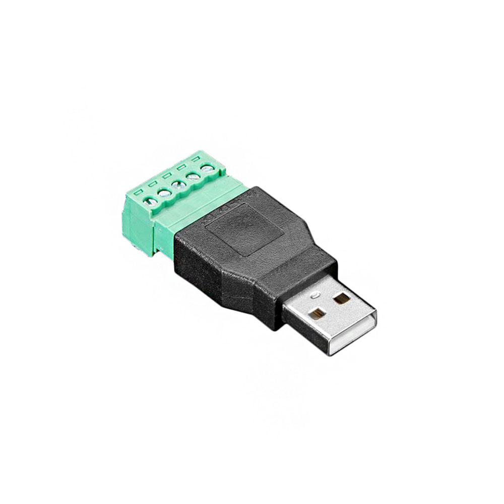 USB 2.0 Type-A Male to 5 Pin Female Screw Terminal Adapter (USB Terminal Connector) image 1