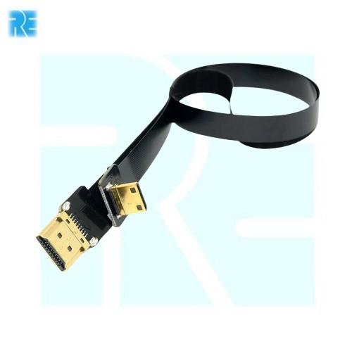Mini HDMI 90 Degree Up Angled FPV to HDMI Male FPC Flat Cable 20cm image 1