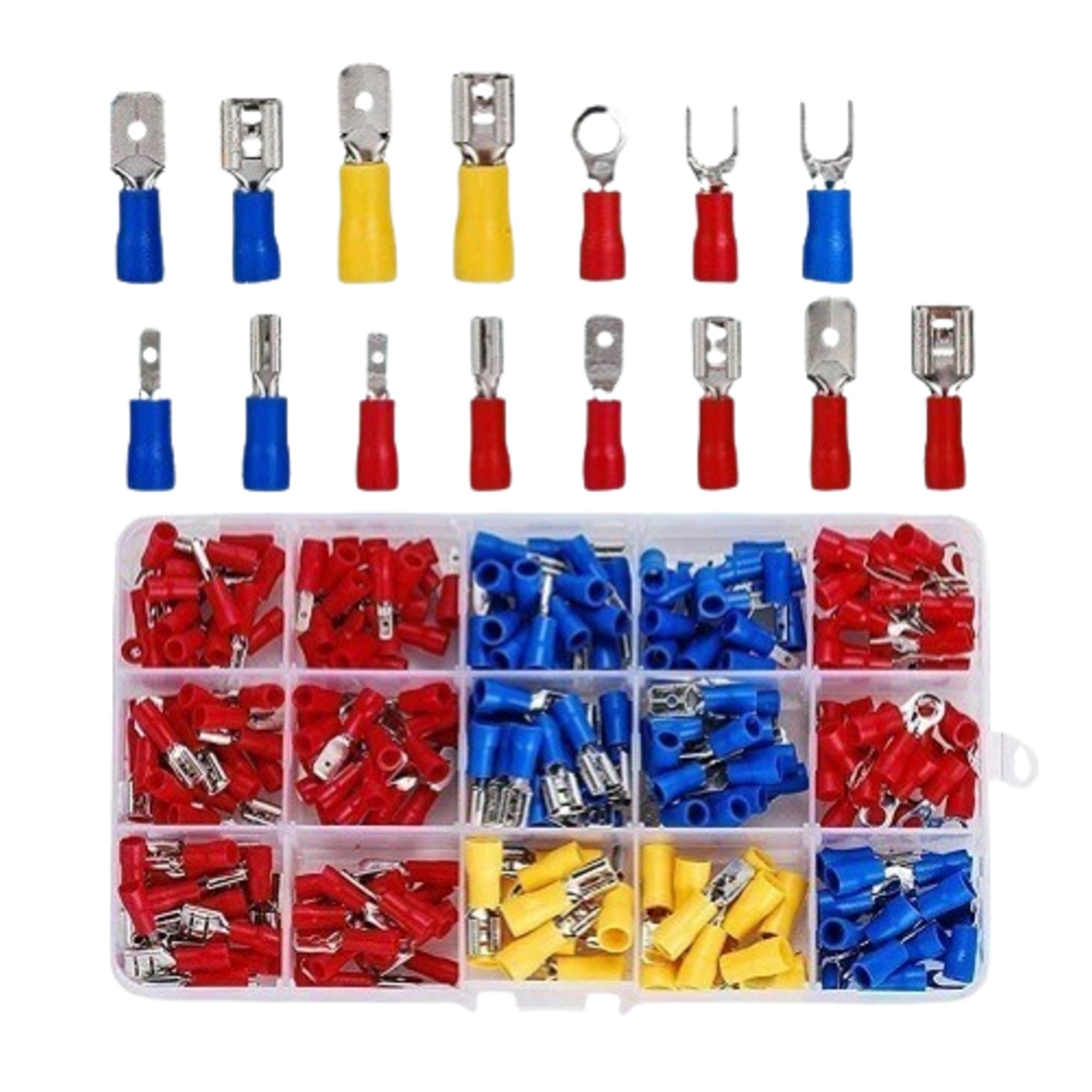 Electric Cable Lugs Flat Round Fork Ring Butt Wire Connector Set 280 PCS (Assorted Types, Insulated Terminals) image 1