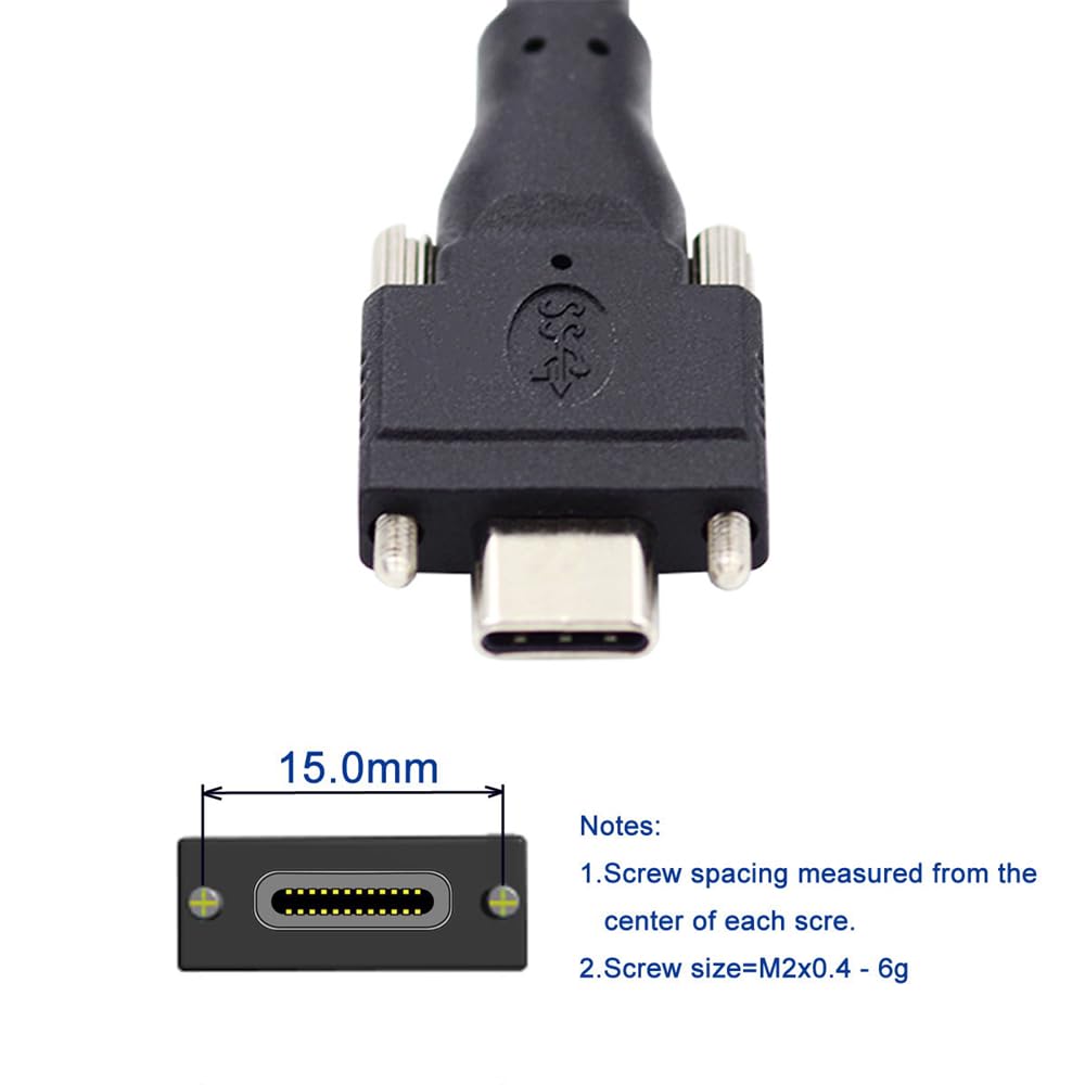 USB 3.0 to USB Type-C Dual Locking Connector Data Cable with Panel Mount Screw 1 Meter (Industrial Camera Cable) image 4