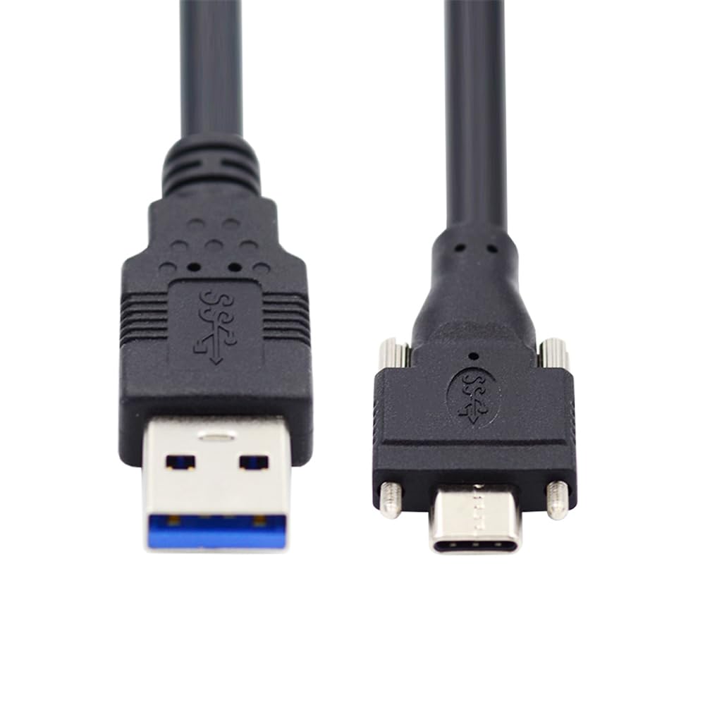 USB 3.0 to USB Type-C Dual Locking Connector Data Cable with Panel Mount Screw 1 Meter (Industrial Camera Cable) image 1