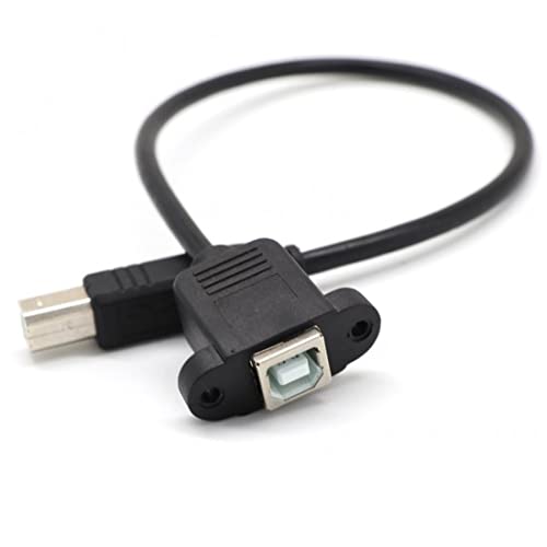 USB 2.0 Type-B Female Socket to Type-B Male Plug Panel Mount Extension Cable 30cm (USB Printer Extension Cable) image 1
