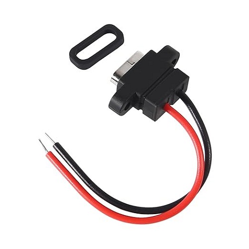 USB Waterproof Connector Type-C Female Chassis 2 Pin with Cable (Panel Mount USB Type-C Power Connector for DIY Projects) image 2